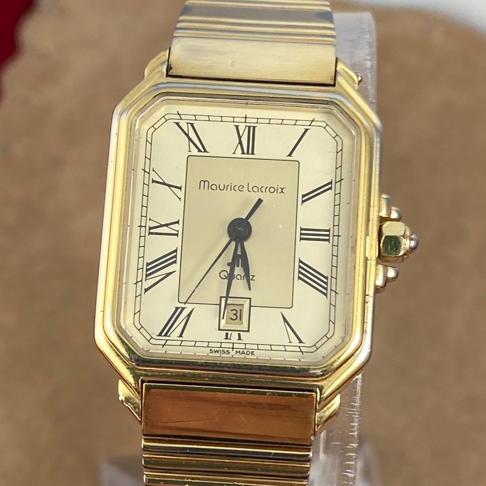 Vintage Maurice Lacroix Watch, Swiss Made Art Deco Tank Style